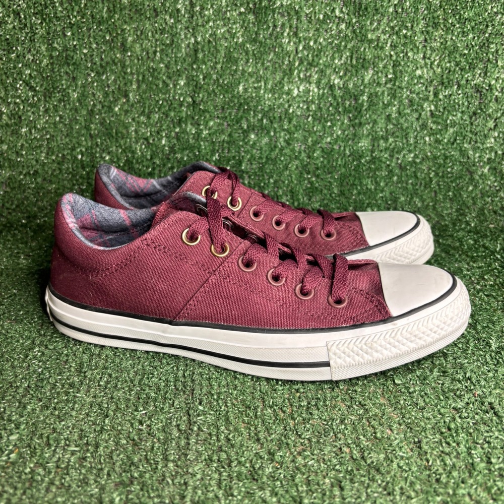NEW Converse All Star Madison Plaid Canvas Low Top Sneaker Burgundy Womens‎ Sz 8
